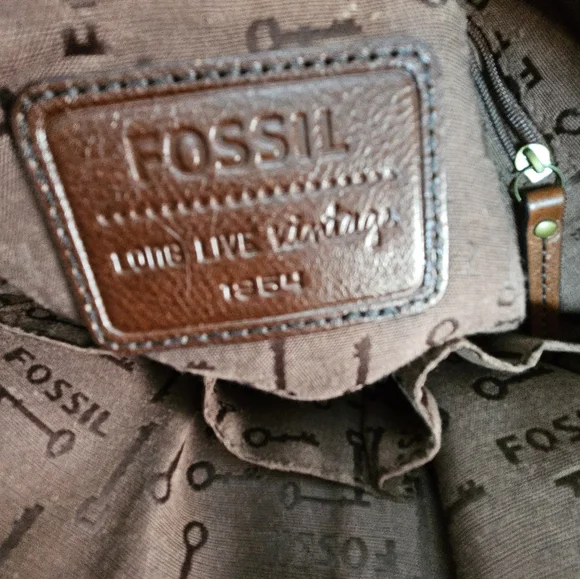 Fossil Vintage Leather Floral Tapestry Satchel Keyhole Bag - Picture 12 of 13